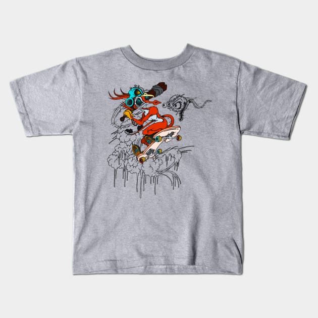 skater fox t-shirt 4 Kids T-Shirt by roombirth